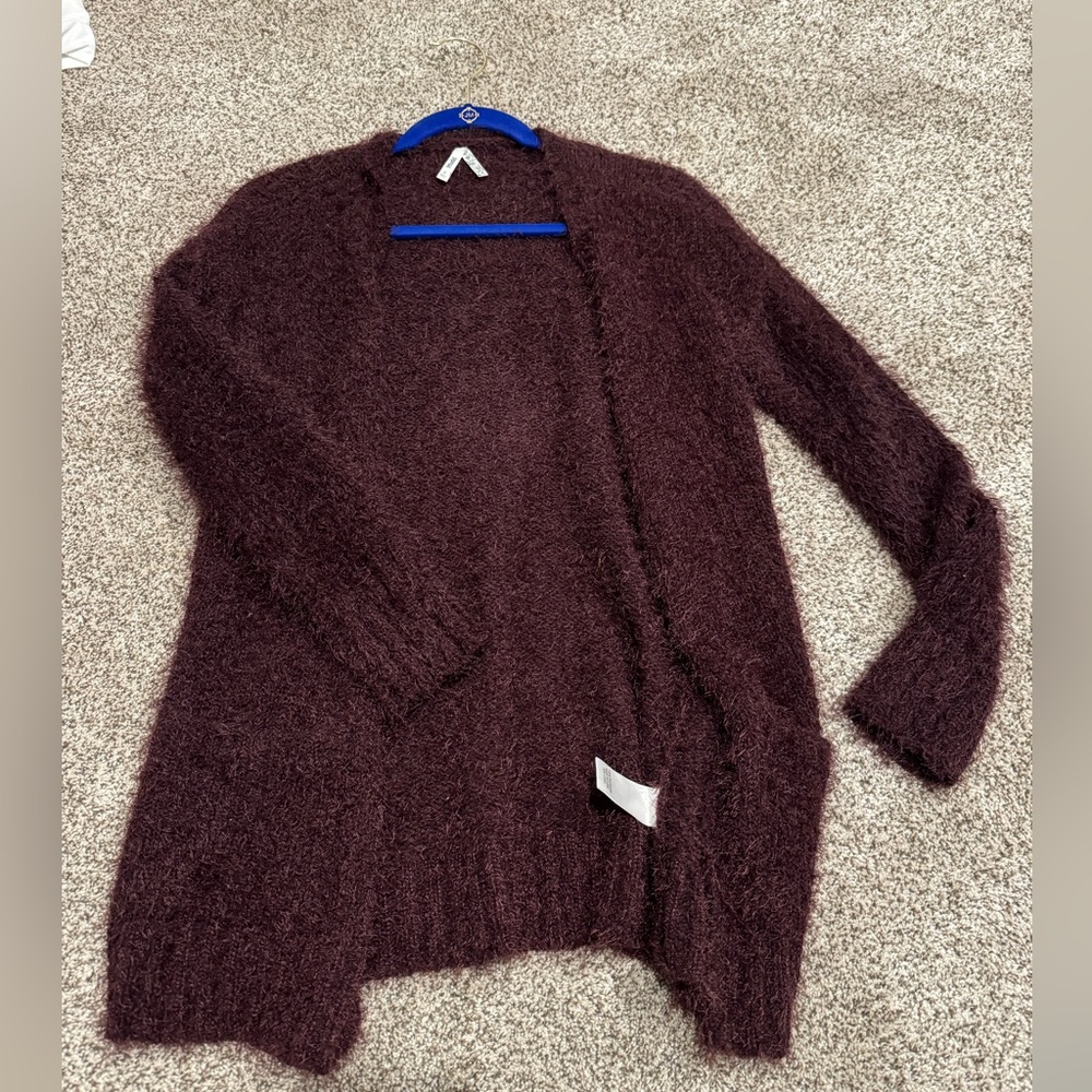 Fuzzy burgundy cardigan